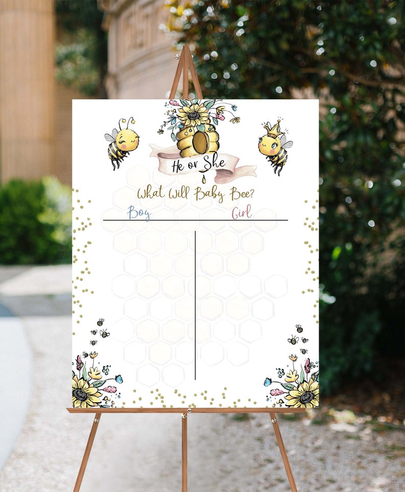 Bee Voting Sign, What will baby bee, Cast Your Vote poster, Gender Reveal vote board, Bee Baby Reveal Games, He or She, Boy or Girl 61A image 10