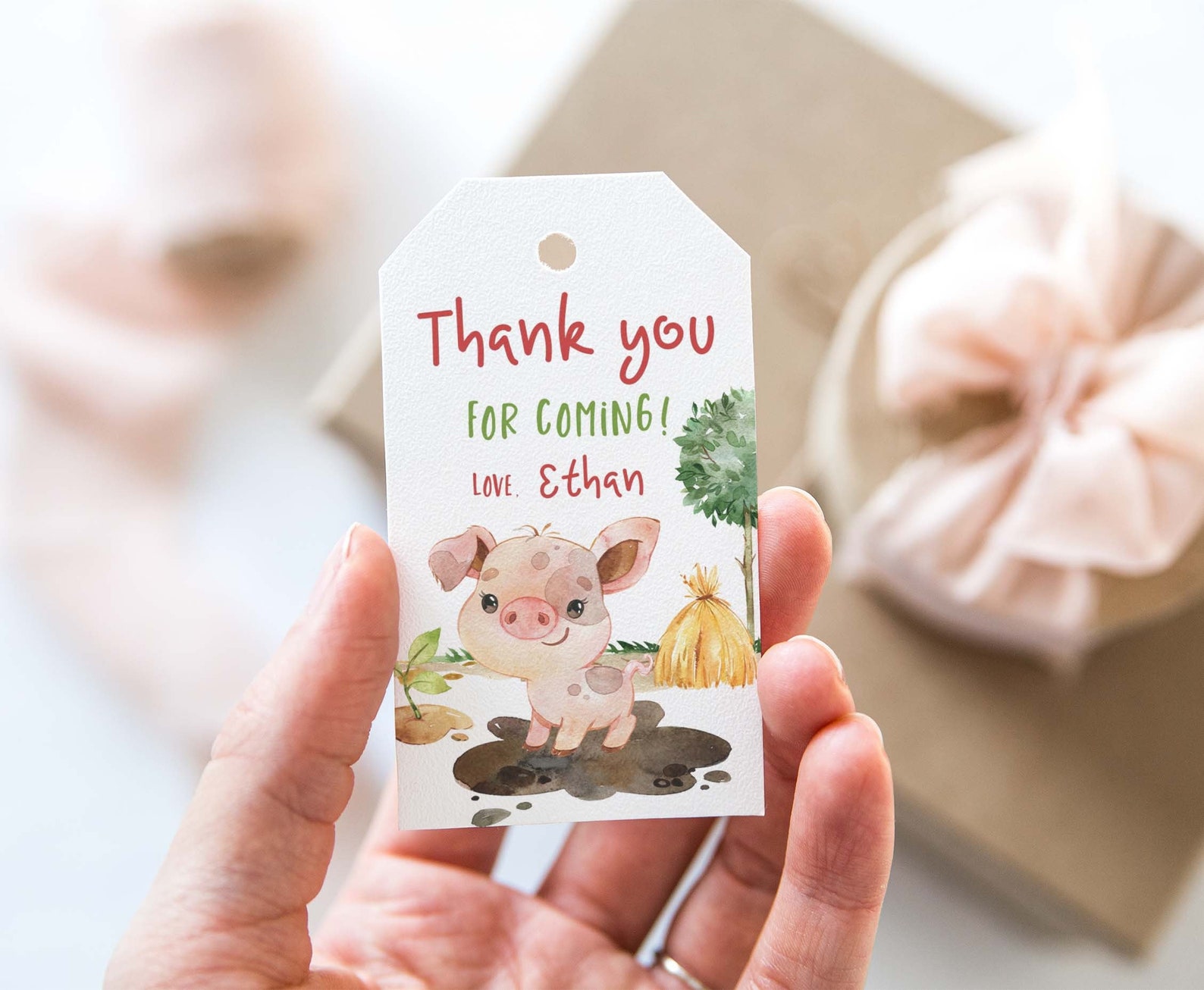 Editable Farm Thank You Tags, Farm Animals Birthday Favor Tags ...