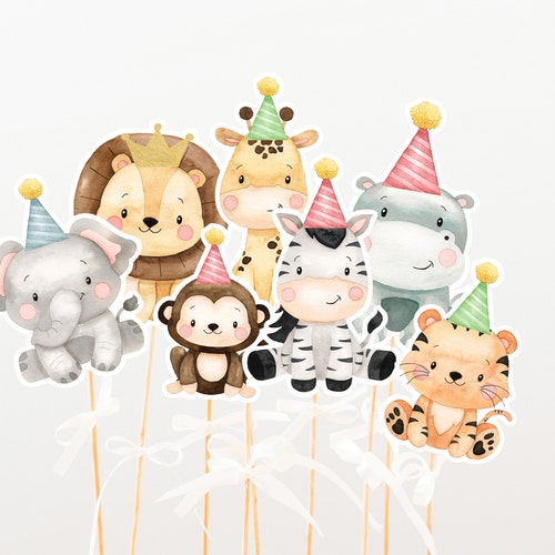 EDITABLE Safari Cake Topper Safari Birthday Decorations - Etsy