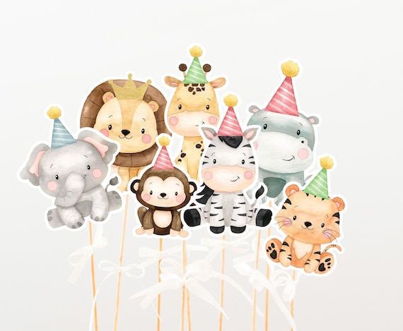 Safari Centerpieces, Safari party table decor, Jungle birthday cake topper, Baby shower decorations, Jungle printable center pieces - 35E Il_570xn