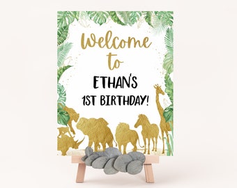 Safari Welcome Sign, Instant download, Jungle birthday Welcome, Safari birthday party decor, Jungle party printables, Safari Animals - 35K