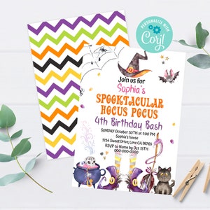 Witch birthday invitation, Instant download, EDITABLE Halloween Invite, Girl birthday invite, Spooktacular party printable - 115N
