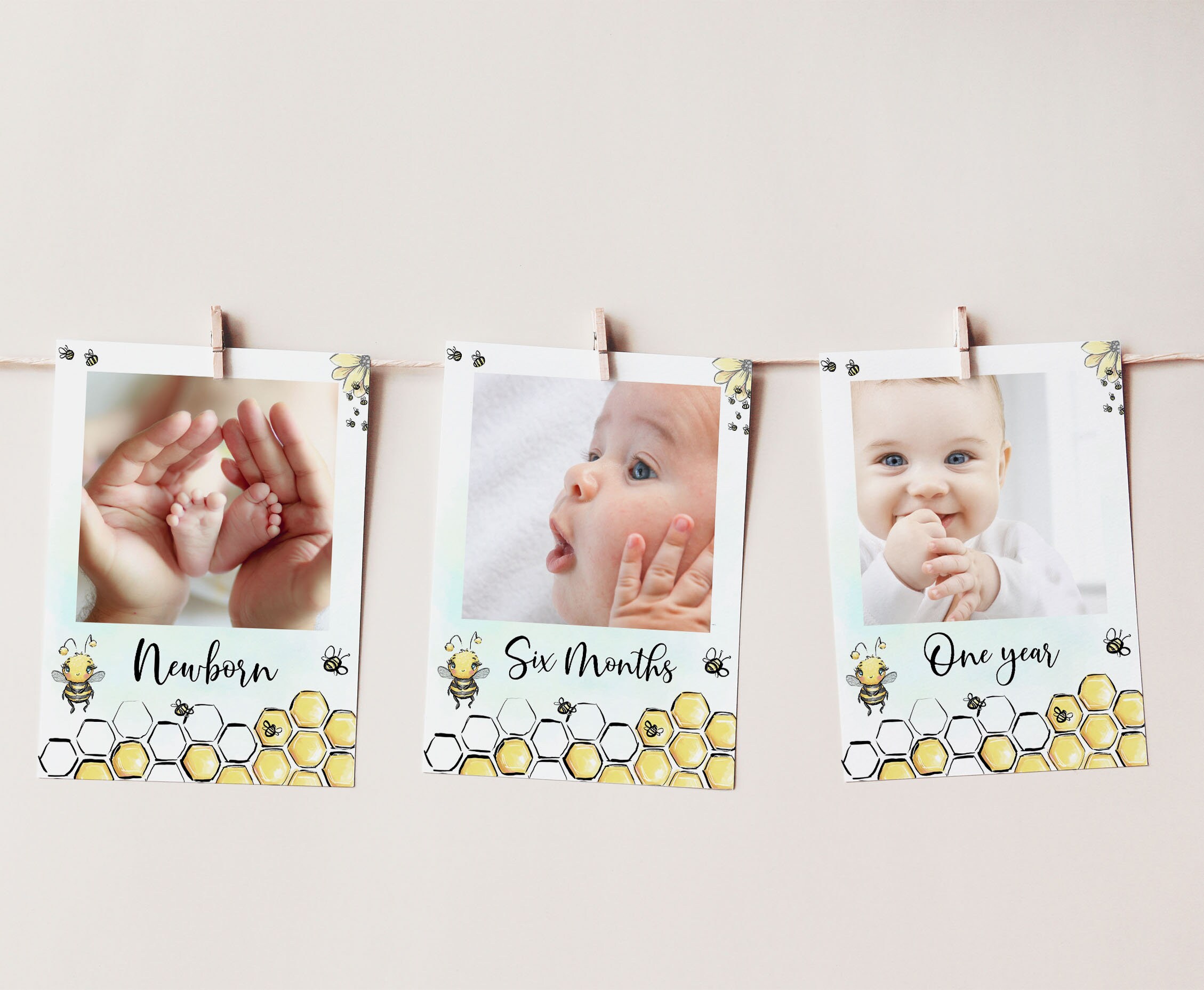 Bee Monthly Photo Banner, Babys First Year Photos, Milestone Banner ...