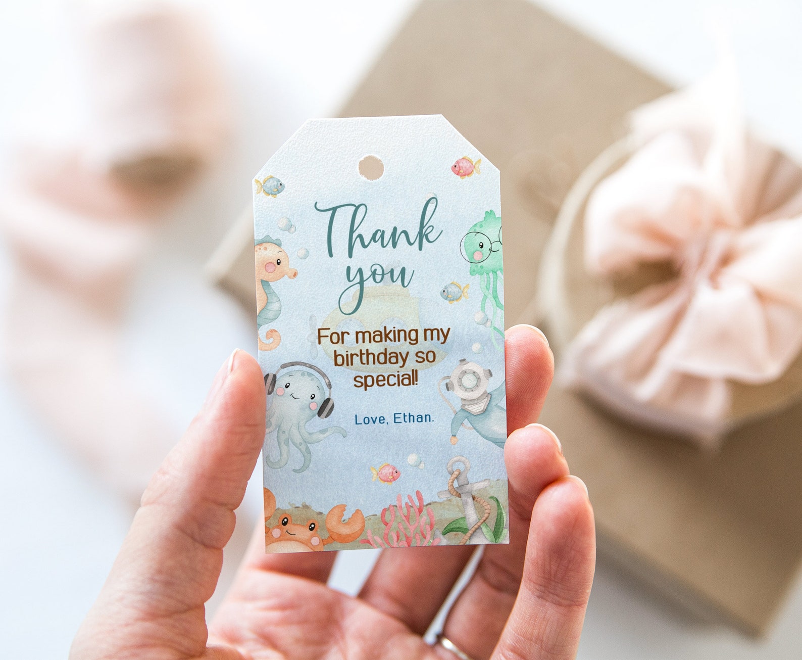 Under The Sea Thank You Tags Editable Ocean Favor Tags Sea Etsy