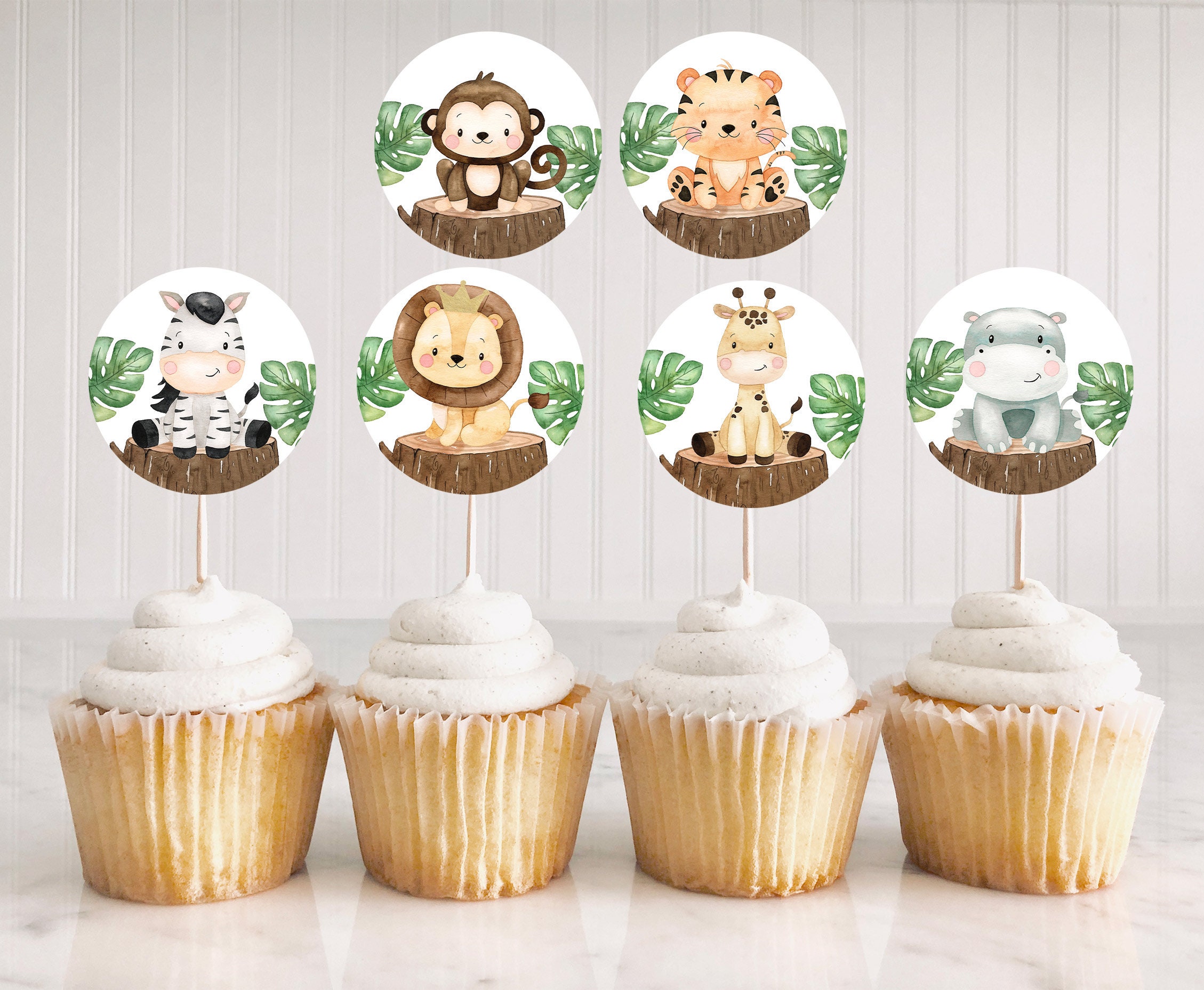 edible cupcake topper safari