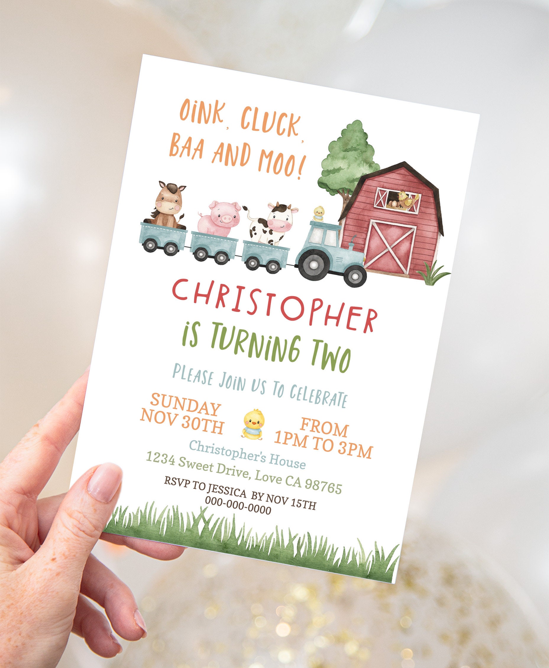 Barnyard Bash Birthday Invitation, Farm Animals Party Invitations ...