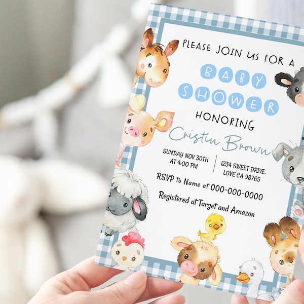 Farm Baby Shower Invitations Etsy