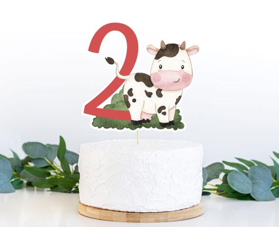 Vache deux anniversaires Gâteau Topper Joyeux Maroc