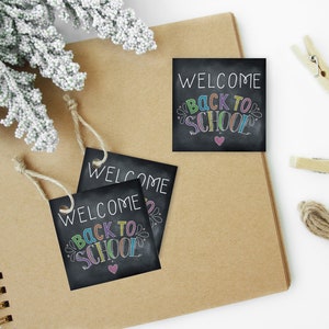 Welcome Back to School Square Tags Printable, Square 2x2 Tag, Teacher ...