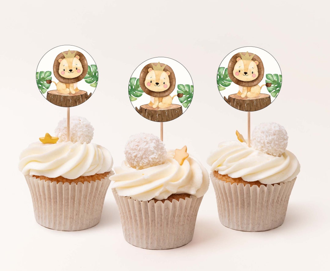 Lion Cupcake Toppers, Jungle Birthday Decorations, Safari Baby Shower Decor, Lion Party ...