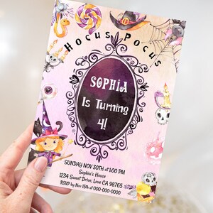 EDITABLE Halloween Birthday Invitation, Girl birthday party invite, Halloween party printables - 115C