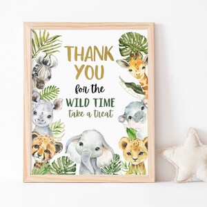 DANKE für das wilde Zeit Zeichen, Safari Zeichen, Safari Tiere Geburtstag Dekoration, Safari Geburtstag, Dschungel Babyparty, Zoo Party - 35A