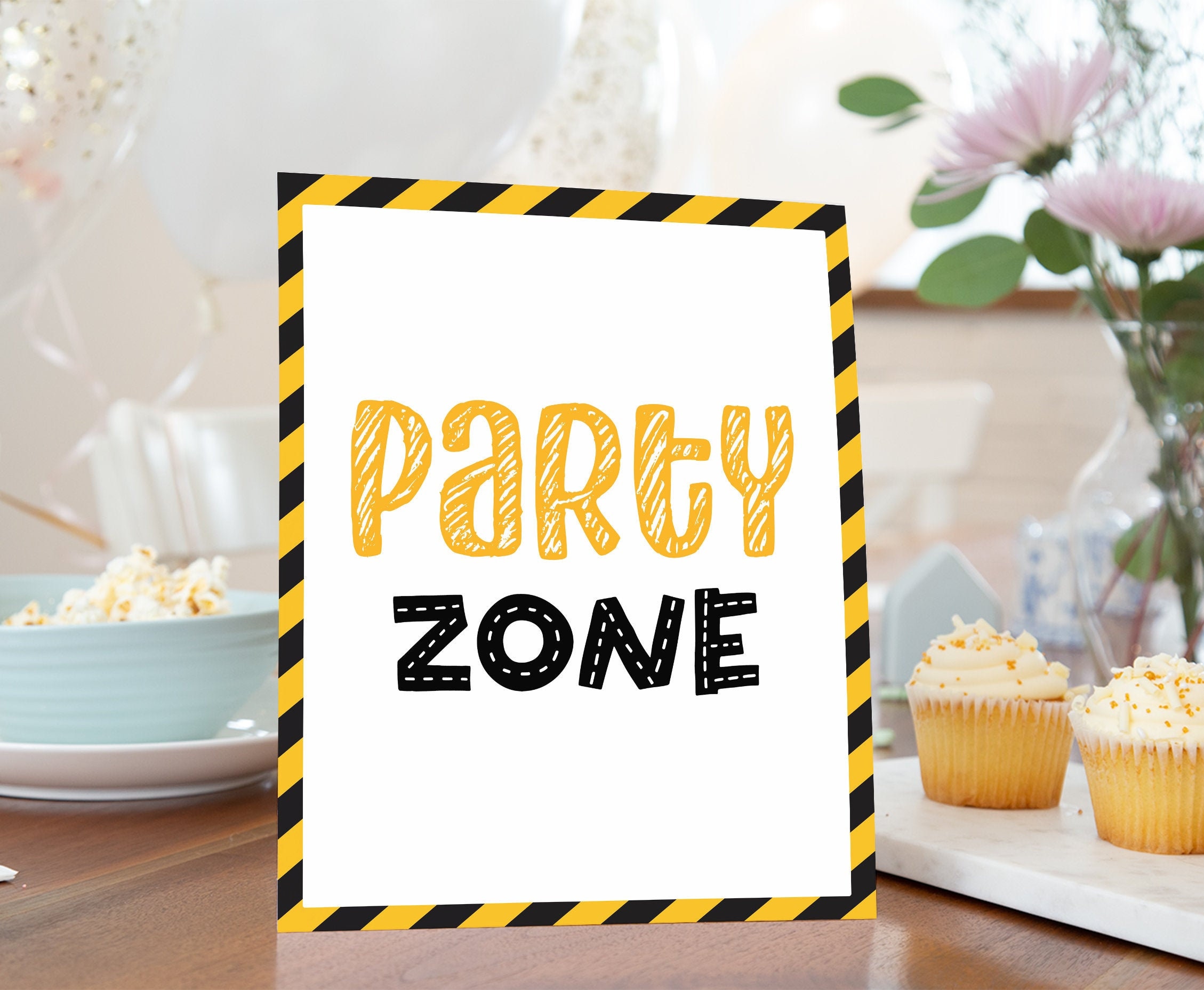 Construction Party Sign, Party Zone Sign, Dump Truck Party Decor ...
