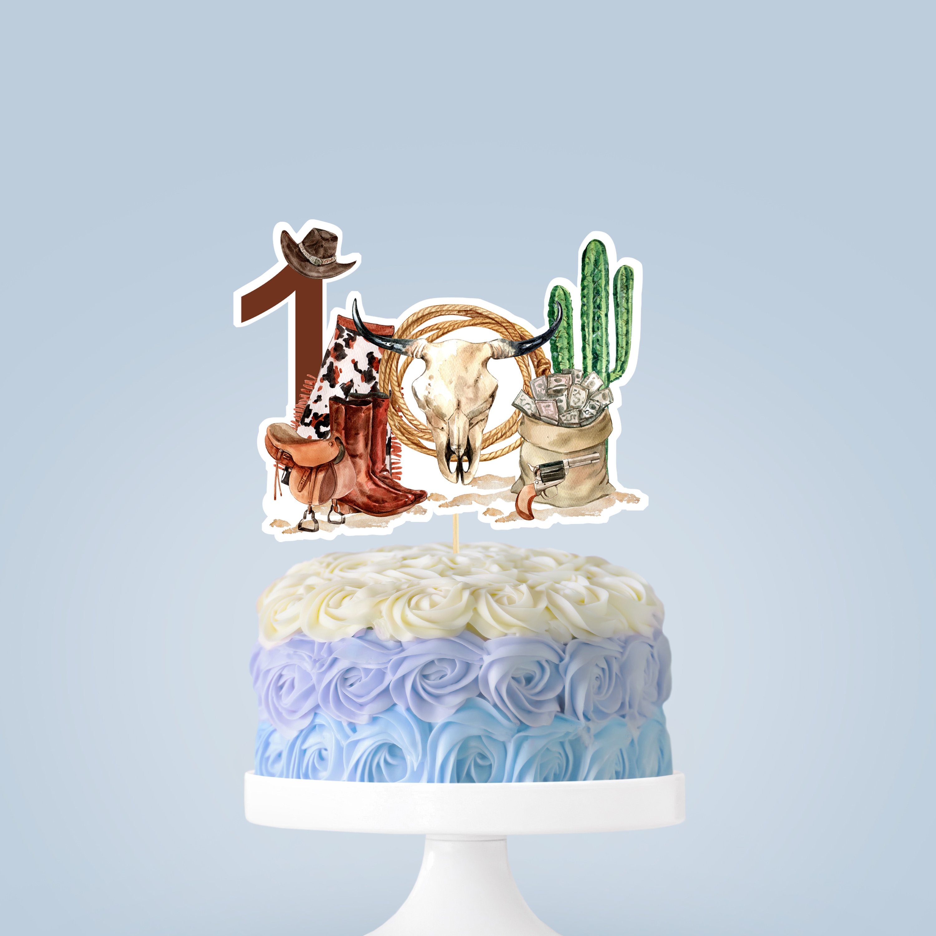 Rodeo 1st Birthday Cake Topper, First Rodeo Centerpiece, Wild West ...