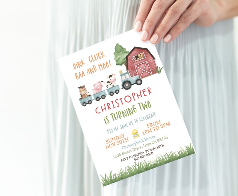 Barnyard Bash Birthday Invitation, Farm Animals Party Invitations ...