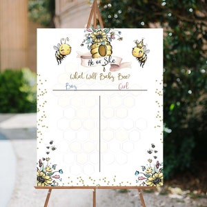 Bee Voting Sign, What will baby bee, Cast Your Vote poster, Gender Reveal vote board, Bee Baby Reveal Games, He or She, Boy or Girl 61A image 6