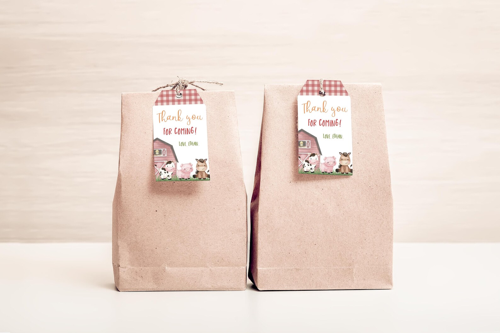 Farm Thank You Tags, Editable Farm Animals Birthday Favor Tags Boy ...
