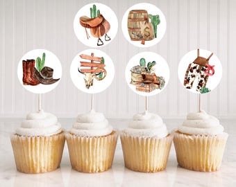 Ozdoby na babeczki w stylu kowbojskim, Dekoracje na przyjęcie urodzinowe w stylu kowbojskim, Baby shower w stylu kowbojskim, Tagi na upominki w stylu western, Ozdoby na babeczki w stylu Dzikiego Zachodu, Ozdoby na babeczki w stylu kowbojskim, 34A