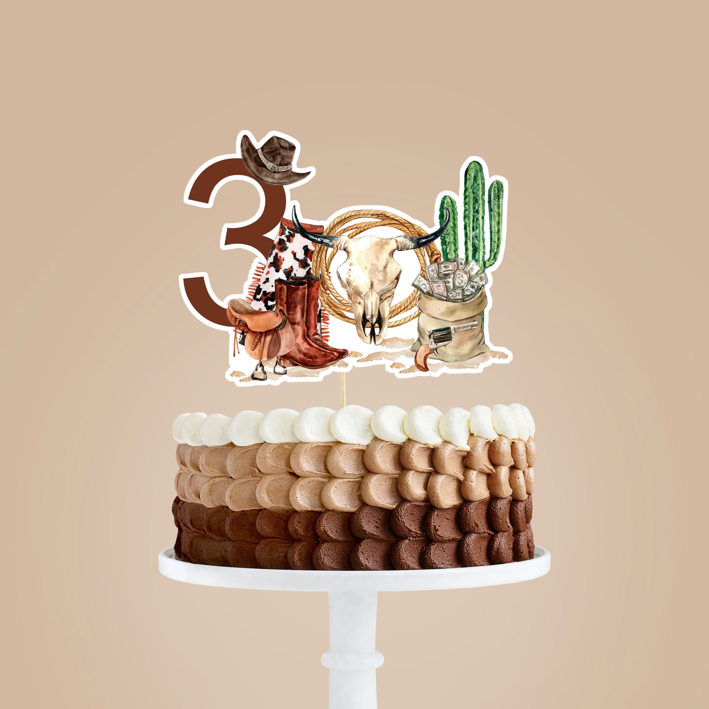Cowboy Cake Topper 3rd Birthday, Rodeo Centerpiece, Wild West Party ...