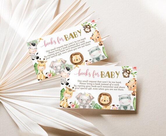 Books for baby safari girl, Jungle Baby shower invitation insert, Safari Book request card, Bring a book instead of a card printable - 35E Il_570xn