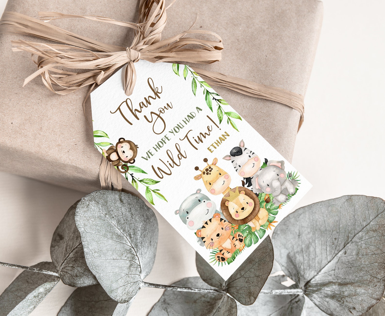 Safari Thank You Tags Safari Favor Tags Jungle Birthday Etsy