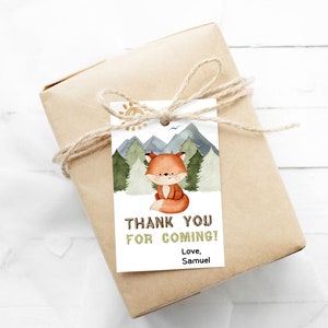 EDITABLE Fox Thank You Tags Custom Woodland Birthday Favor - Etsy