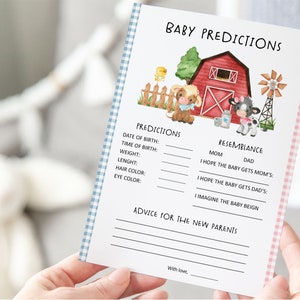 Voorspellingen koebaby, boerderijbabyshowergames, afdrukbaar spel koeiengeslacht onthulling, Barnyard baby-onthullingsactiviteiten - 11C3