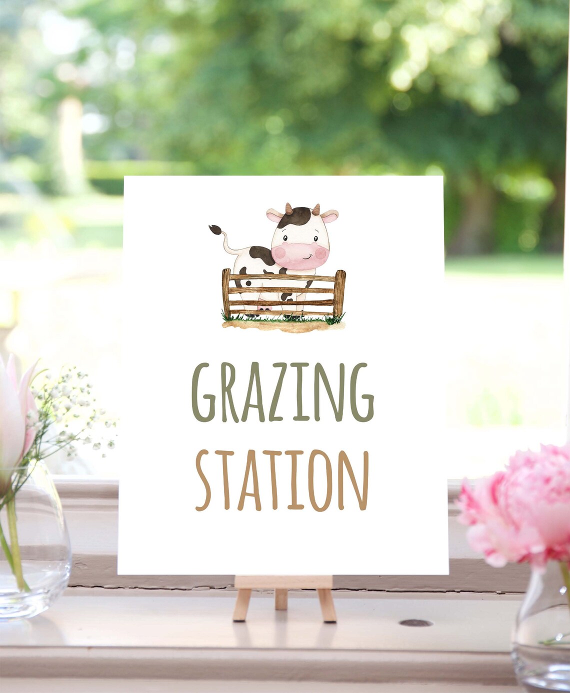 Grazing Station Sign Farm Birthday Food Table Signs Farm Etsy