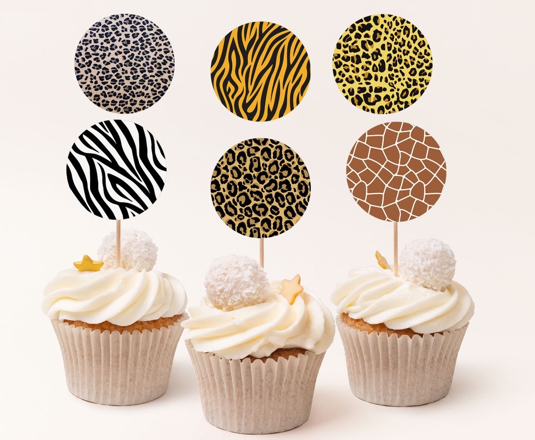 Animal Print Cupcake Toppers Animal Print Birthday Decorations Safari animal-print-cupcake-toppers-animal-print-birthday-decorations-safari