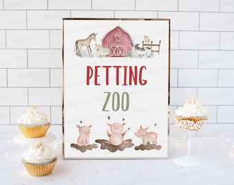 Petting Zoo sign, Farm birthday decorations, Farm party printables, Farm first birthday decor, Barnyard bash birthday - 11B