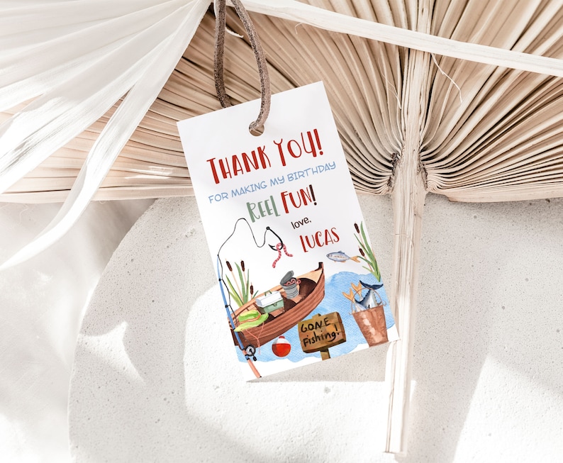 Fishing thank you Tags Editable fishing favor tags Fishing Birthday Decorations Fishing Party Printable Labels Fishing gifts