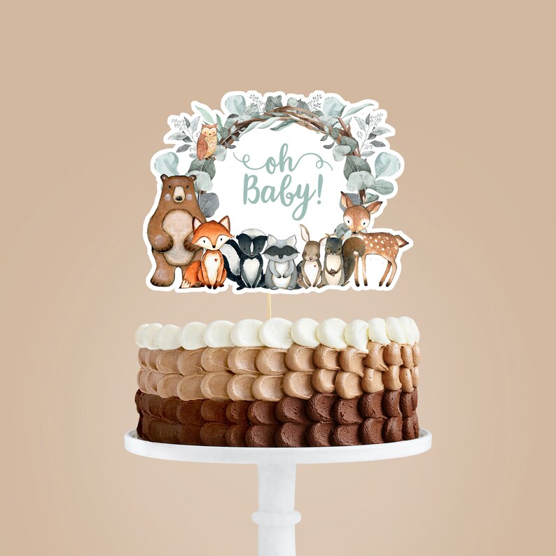 Woodland Animals Cake Topper Woodland Centerpiece Oh Baby Etsy