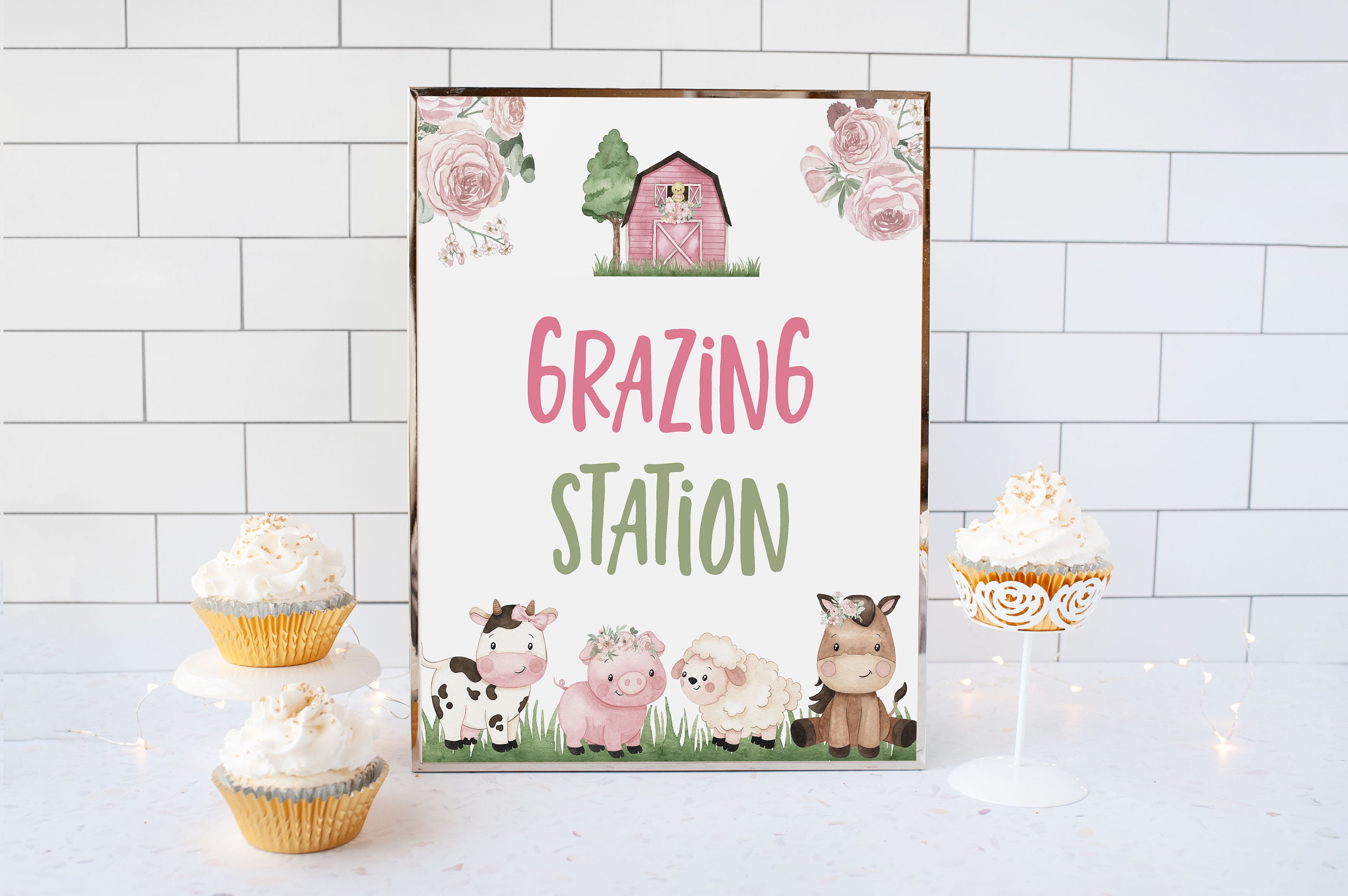 Grazing Station Sign Girl Farm Food Table Signs Floral Farm Etsy
