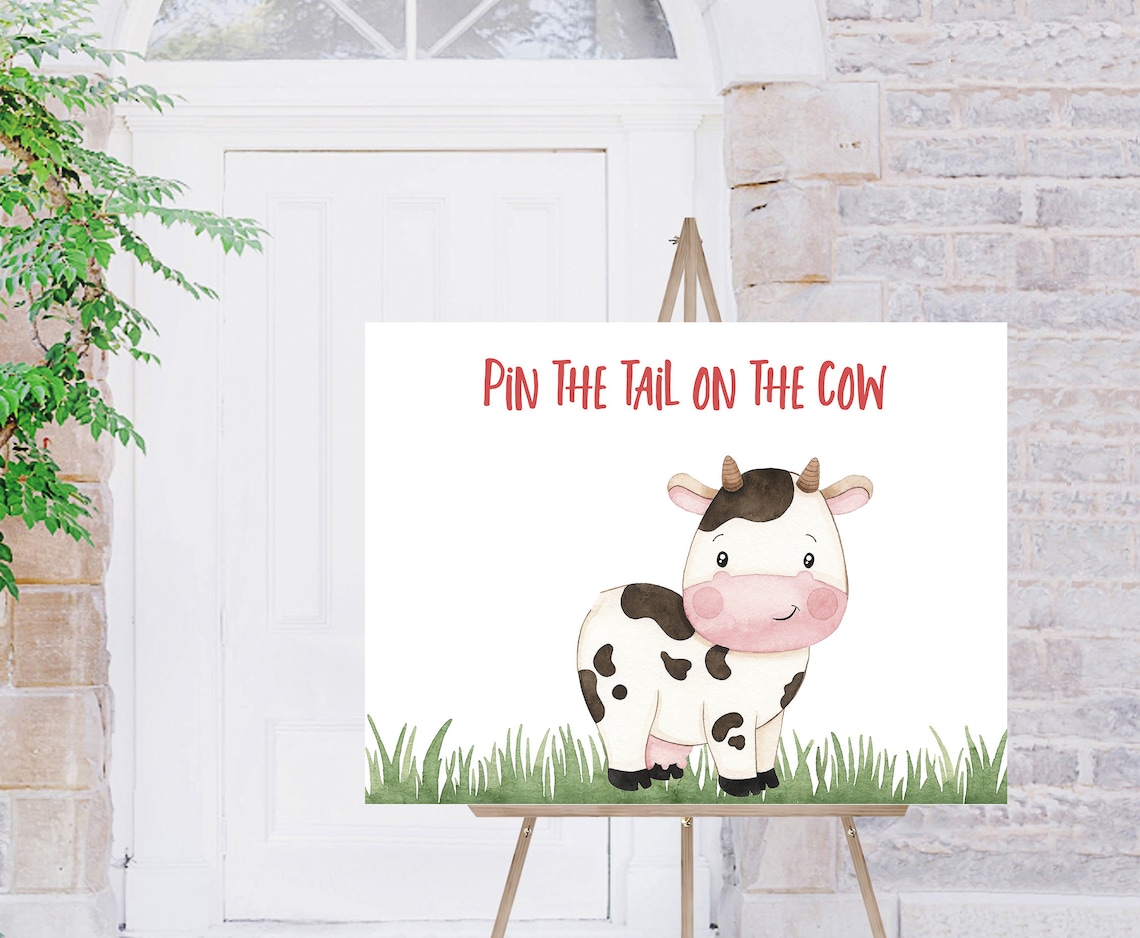 Pin the Tail on the Cow Instant Download Farm Birthday Etsy