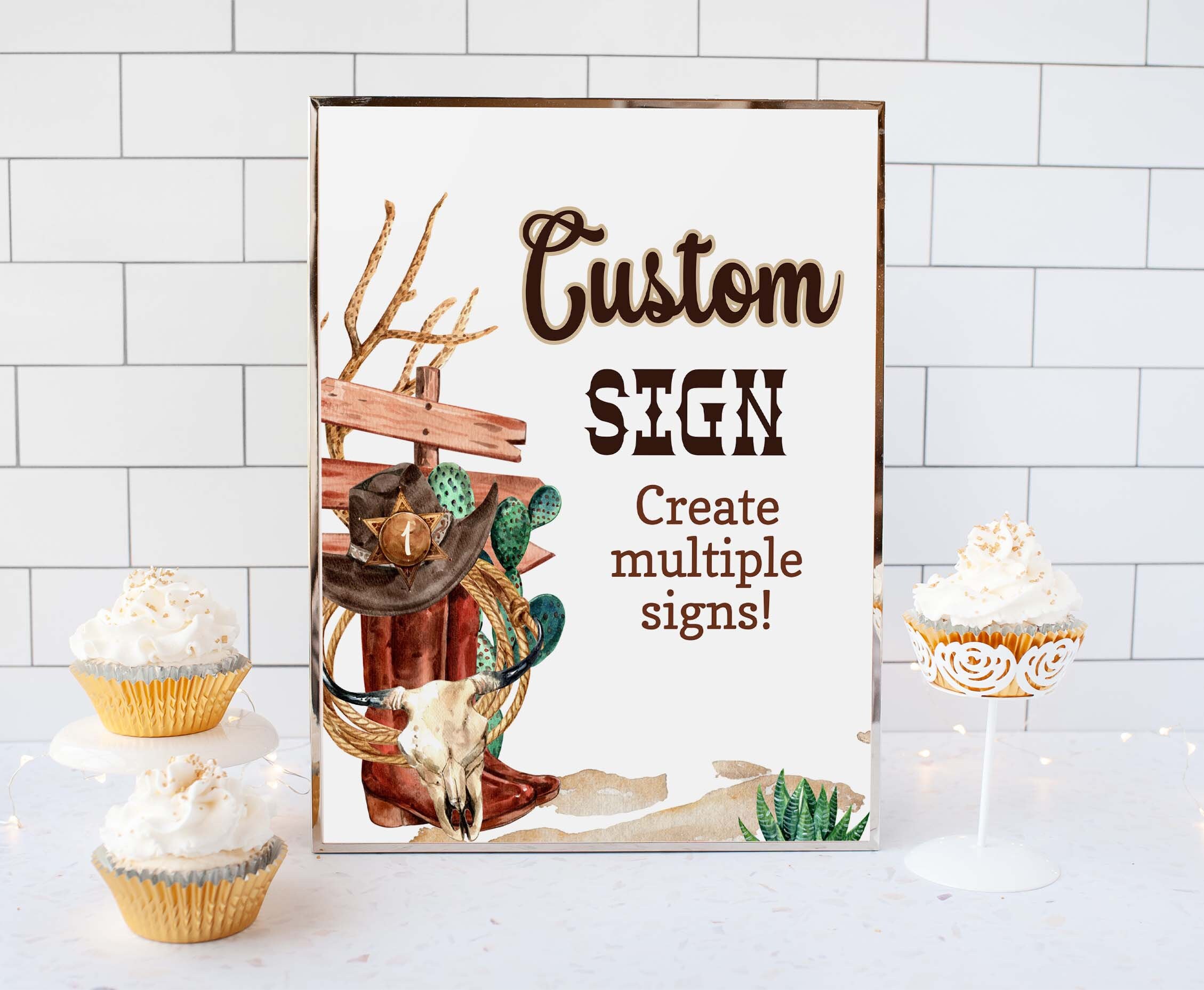 Rodeo Custom Sign, Editable Table Sign, Instant Download, Cowboy ...