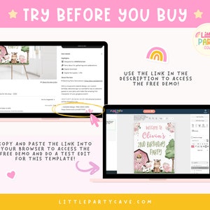 a pink and yellow background with the text try before you buy