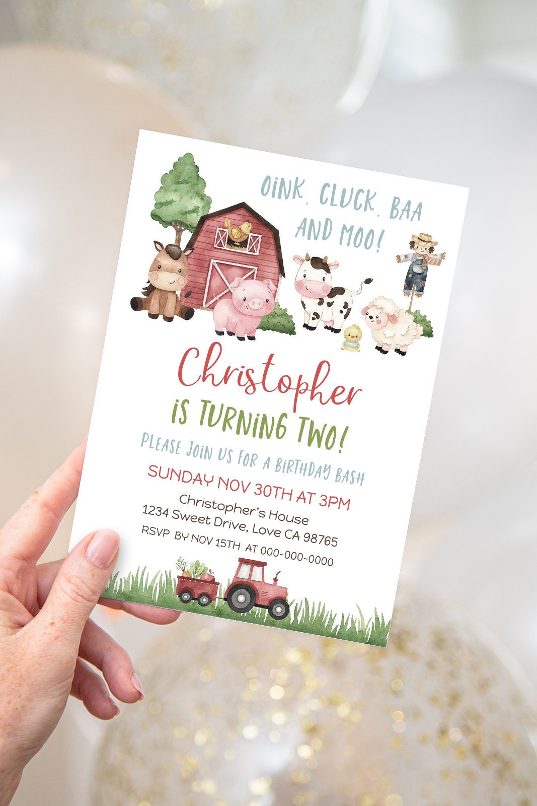 Barnyard Bash Birthday Invitation Farm Animals Party | Etsy