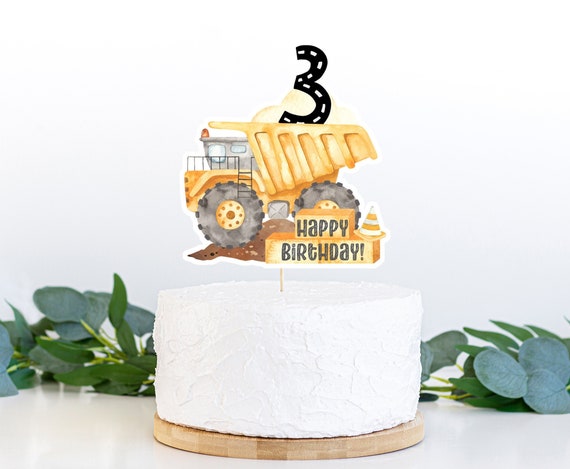 Construction cake topper, Construction 3rd birthday decorations, Construction Centerpiece, Dump truck party decor, Instant Download - 07A Il_570xn