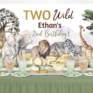 Safari Birthday Backdrop Digital, Safari Animals birthday party decorations, Jungle party printable backdrop banner, Instant download  - 35I