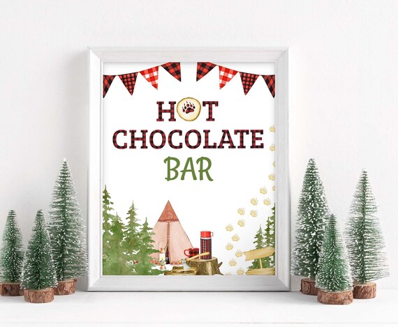 Hot Chocolate Bar sign, Lumberjack Birthday Sign, Lumberjack Party Decor, Buffalo Plaid Birthday, Boy baby shower decoration, Hot cocoa- 19A Il_570xn