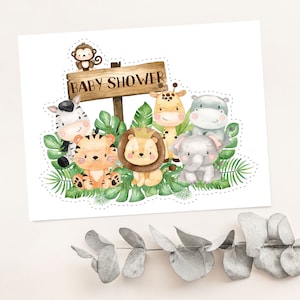 Safari Baby Shower cake topper, Safari printable centerpiece, Jungle baby shower table decor, Safari animals Baby Shower decorations 35E image 3