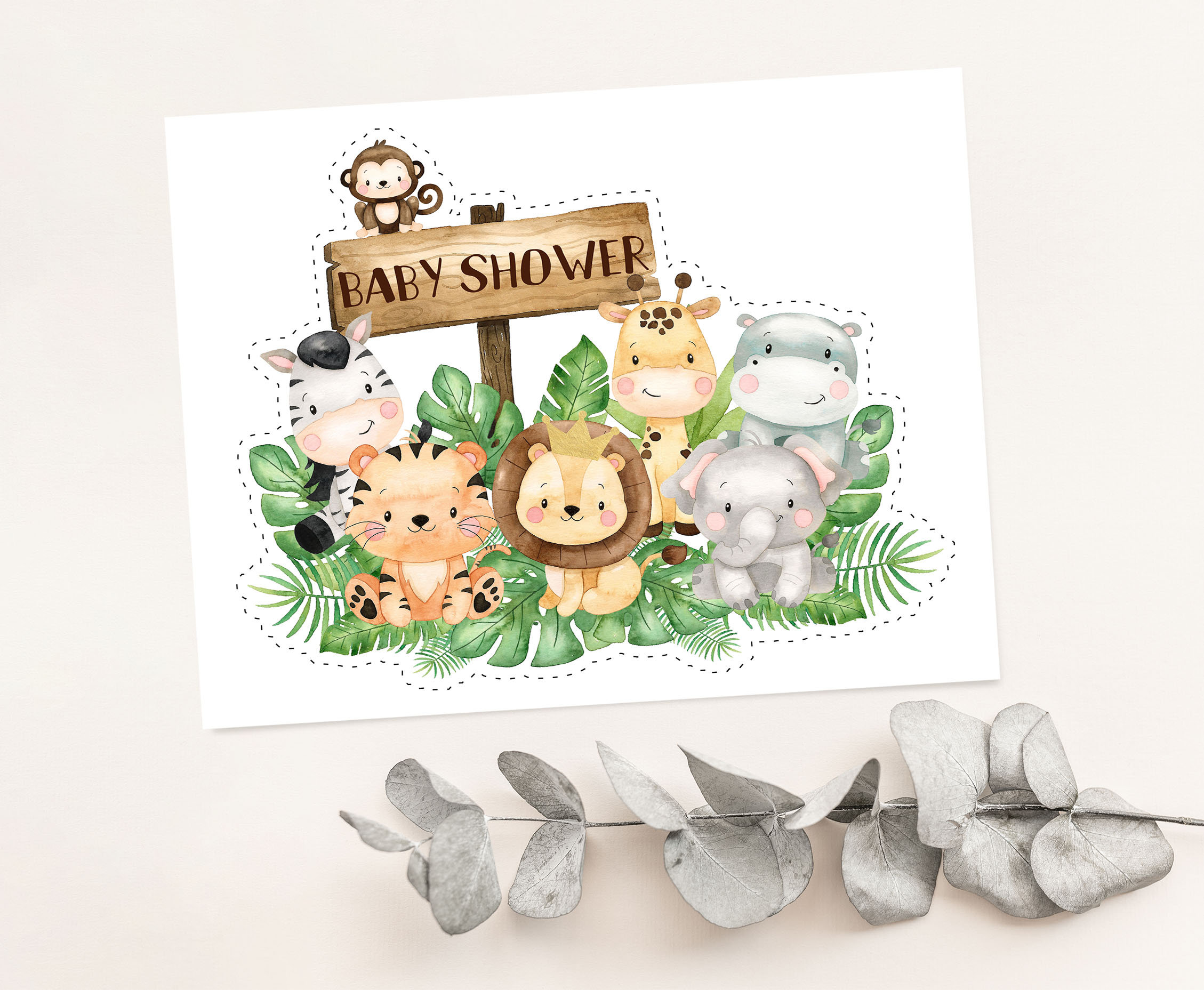 Safari Baby Shower Cake Topper Safari Printable Centerpiece Etsy