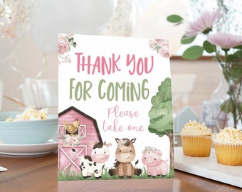 Thank you for coming sign, Girl farm baby shower decorations, Floral farm animals Birthday party, Girl barnyard bash decorations - 11A