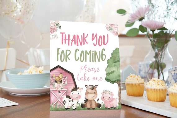 Thank you for coming sign, Girl farm baby shower decorations, Floral farm animals Birthday party, Girl barnyard bash decorations - 11A Il_570xn