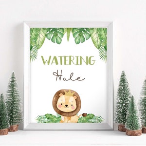 Watering Hole Sign, Drink table sign, Safari table sign, Safari birthday decorations, Jungle Animals Baby shower boy, Lion Baby Shower 35E image 6