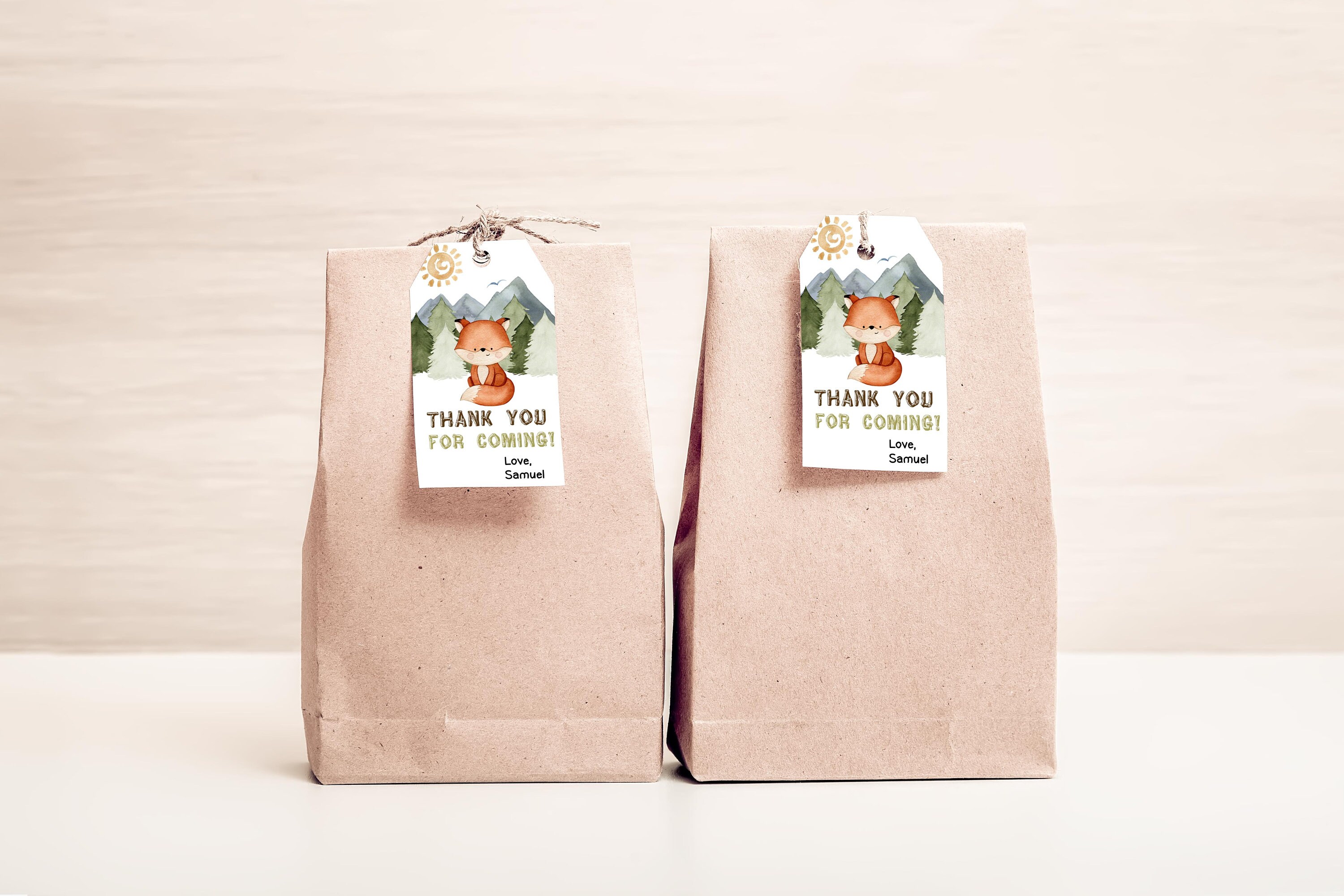 EDITABLE Fox Thank You Tags Custom Woodland Birthday Favor | Etsy