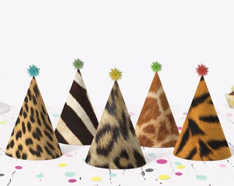 Safari party hat, Safari birthday decorations boy, Printable Kids birthday party hats, Animal print party Hat, Instant Donwload - 35H