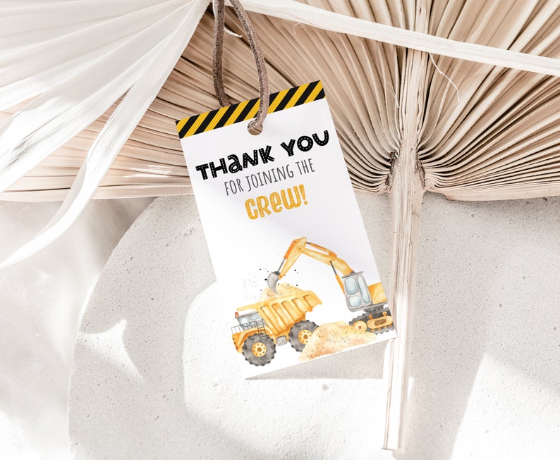 Construction Thank you Tags Construction favor Tags Dump Truck Birthday Decorations Construction Party Labels Gifts Tags 07A