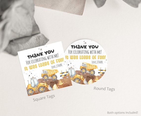 Editable Construction Tags Under Construction Birthday - Etsy