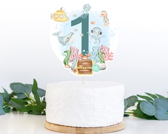 Under the Sea Cake Topper, Ocean Centerpiece, Unter dem Meer Thema, Ocean Party Tischdekoration, Sea Party Dekoration, Sea Cake Topper - 44A